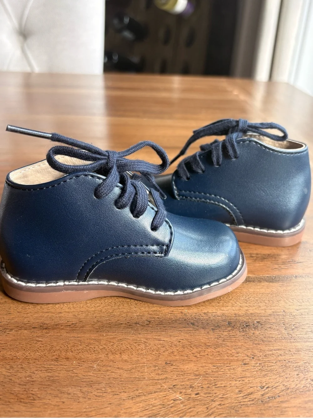 Footmates Todd Navy Leather Lace-Up Boots